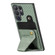 Samsung Galaxy S24 Ultra 5G Carbon Fiber Wallet Flip Card K-shaped Holder Phone Case - Green