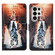 Samsung Galaxy S24 Ultra 5G Colored Drawing Pattern Plain Weave Leather Phone Case - Cats And Tigers