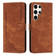 ForSamsung Galaxy S24 Ultra Skin Feel Stripe Pattern Leather Phone Case with Long Lanyard - Brown