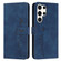 ForSamsung Galaxy S24 Ultra Skin Feel Heart Embossed Leather Phone Case with Long Lanyard - Blue