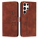 ForSamsung Galaxy S24 Ultra Skin Feel Heart Embossed Leather Phone Case with Long Lanyard - Brown