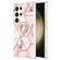 Samsung Galaxy S24 Ultra 5G Electroplating Splicing Marble Flower Pattern TPU Shockproof Case with Rhinestone Ring Holder - Pink Flower