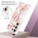 Samsung Galaxy S24 Ultra 5G Electroplating Splicing Marble Flower Pattern TPU Shockproof Case with Rhinestone Ring Holder - Pink Flower