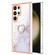 Samsung Galaxy S24 Ultra 5G Electroplating Marble IMD TPU Phone Case with Ring Holder - White 006