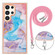 Samsung Galaxy S24 Ultra 5G Electroplating Pattern IMD TPU Shockproof Case with Neck Lanyard - Milky Way Blue Marble