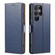 Samsung Galaxy S24 Ultra 5G Fierre Shann PU Genuine Leather Texture Phone Case - Blue