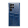 Samsung Galaxy S24 Ultra 5G Fierre Shann Oil Wax Texture Leather Phone Case with Card Slots - Blue