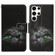 Samsung Galaxy S24 Ultra 5G Colored Drawing Pattern Leather Phone Case - Black Cat