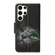 Samsung Galaxy S24 Ultra 5G Colored Drawing Pattern Leather Phone Case - Black Cat