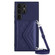 Samsung Galaxy S24 Ultra 5G Rhombic Texture Card Bag RFID Phone Case with Long Lanyard - Dark Purple