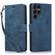Samsung Galaxy S24 Ultra 5G Orchid Butterfly Embossed Leather Phone Case - Blue
