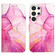 Samsung Galaxy S24 Ultra 5G PT003 Marble Pattern Flip Leather Phone Case - Pink Purple Gold