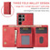 Samsung Galaxy S24 Ultra 5G DG.MING M1 Series 3-Fold Multi Card Wallet + Magnetic Phone Case - Red