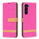 Samsung Galaxy S24+ 5G Color Block Denim Texture Leather Phone Case - Rose Red