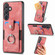 Samsung Galaxy S24+ 5G Retro Skin-feel Ring Card Wallet Phone Case - Pink
