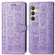 Samsung Galaxy S24+ 5G Cat and Dog Embossed Leather Phone Case - Purple