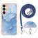 Samsung Galaxy S24+ 5G Electroplating Marble Dual-side IMD Phone Case with Lanyard - Blue 018