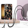 Samsung Galaxy S24+ 5G Electroplating Splicing Marble Flower IMD TPU Phone Case with Lanyard - Black Flower