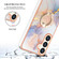 Samsung Galaxy S24+ 5G Electroplating Pattern IMD TPU Shockproof Case with Rhinestone Ring Holder - Milky Way White Marble