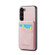 Samsung Galaxy S24+ 5G Fierre Shann Crazy Horse Card Holder Back Cover PU Phone Case - Pink