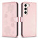 Samsung Galaxy S24+ 5G Four-leaf Embossed Leather Phone Case - Pink