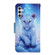 Samsung Galaxy S24+ 5G Colored Drawing Pattern Leather Phone Case - Little Leopard