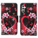 Samsung Galaxy S24+ 5G Colored Drawing Pattern Leather Phone Case - Red Heart