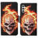 Samsung Galaxy S24+ 5G Colored Drawing Pattern Leather Phone Case - Flame Skull