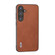 Samsung Galaxy S24+ 5G ABEEL Black Edge Two-color Calf Texture PU Phone Case - Brown