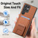 Samsung Galaxy S24+ 5G Carbon Fiber Card Bag Fold Stand Phone Case - Brown