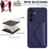 Samsung Galaxy S24+ 5G Rhombic Texture Card Bag RFID Phone Case with Long Lanyard - Dark Purple