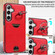 Samsung Galaxy S24+ 5G Calf Texture Card Slot Ring Holder Phone Case - Red