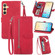Samsung Galaxy S24 5G Embossed Flower Zipper Leather Phone Case - Red