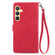 Samsung Galaxy S24 5G Embossed Flower Zipper Leather Phone Case - Red