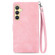 Samsung Galaxy S24 5G Embossed Flower Zipper Leather Phone Case - Pink