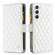 Samsung Galaxy S24 5G Diamond Lattice Zipper Wallet Leather Flip Phone Case - White