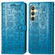 Samsung Galaxy S24 5G Cat and Dog Embossed Leather Phone Case - Blue
