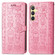 Samsung Galaxy S24 5G Cat and Dog Embossed Leather Phone Case - Pink