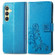 Samsung Galaxy S24 5G Four-leaf Clasp Embossed Buckle Leather Phone Case - Blue
