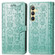 Samsung Galaxy S24 5G Cat and Dog Embossed Leather Phone Case - Green