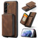 Samsung Galaxy S24 5G JEEHOOD Magnetic Zipper Horizontal Flip Leather Phone Case - Brown