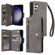 Samsung Galaxy S24 5G Rivet Buckle 9 Cards Three Fold Leather Phone Case - Grey