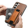 Samsung Galaxy S24 5G Suteni H13 Card Wallet Wrist Strap Holder PU Phone Case - Brown