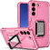 Samsung Galaxy S24 5G Non-slip Shockproof Armor Phone Case with Ring Holder - Pink