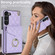 Samsung Galaxy S24 5G Rhombic Texture Card Bag Phone Case with Long Lanyard - Light Purple