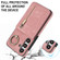 Samsung Galaxy S24 5G Retro Ring and Zipper RFID Card Slot Phone Case - Pink