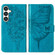 Samsung Galaxy S24 5G Embossed Butterfly Leather Phone Case - Blue