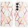 Samsung Galaxy S24 5G PT003 Marble Pattern Flip Leather Phone Case - Pink White