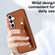 Samsung Galaxy S24 5G Shockproof Leather Phone Case with Wrist Strap - Brown