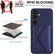 Samsung Galaxy S24 5G Rhombic Texture Card Bag RFID Phone Case with Long Lanyard - Dark Purple